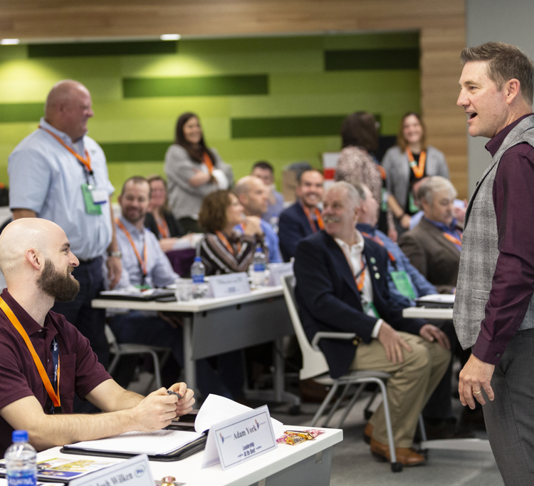 Brent facilitating a coaching session for a big group